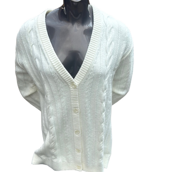Talbots V neck cable Knit Cardigan sweater EA108 - Picture 3 of 8